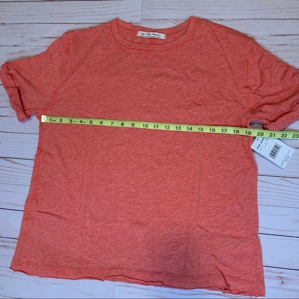 NWT Free People Coral/Poppy Short Sleeve Tee - Picture 4 of 8